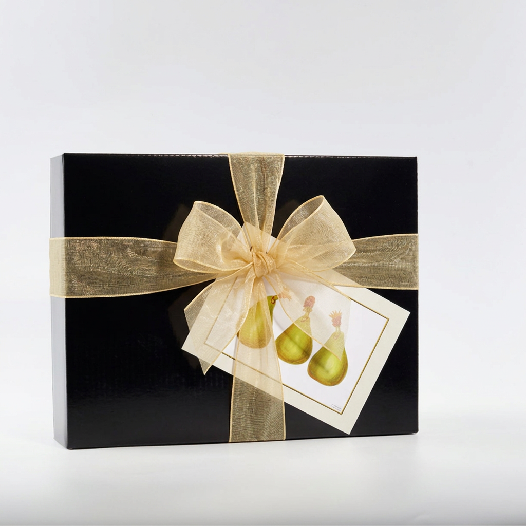 
                  
                    Classic Fig BBQ Box with centred gold organza bow
                  
                
