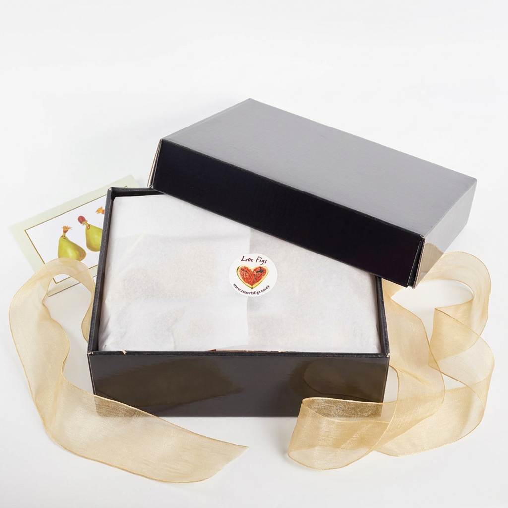 
                  
                    Open Classic Fig Box with gold organza ribbon
                  
                